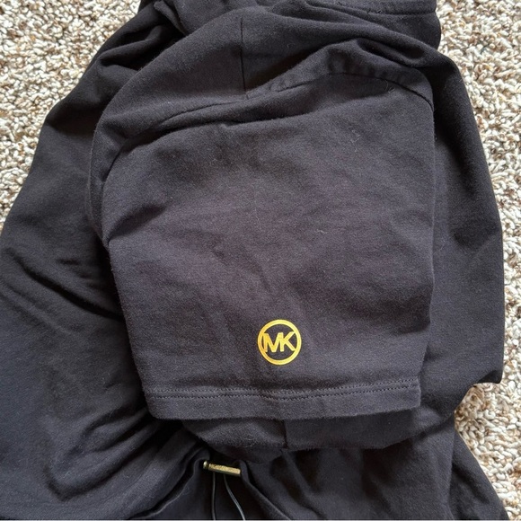 Michael Kors Black Asymmetrical Ruched Knee Length T-Shirt Dress Medium - Picture 4 of 9